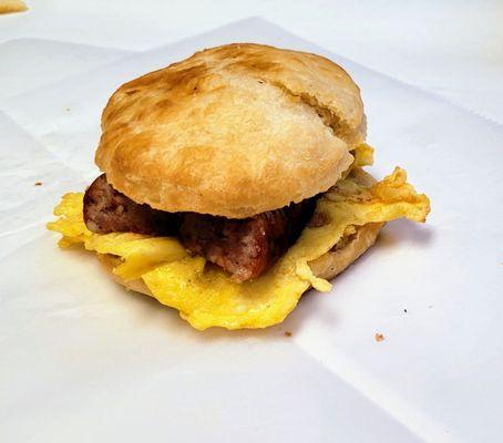 Made from scratch sausage & egg biscuit!