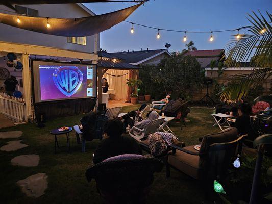 Backyard movie setup