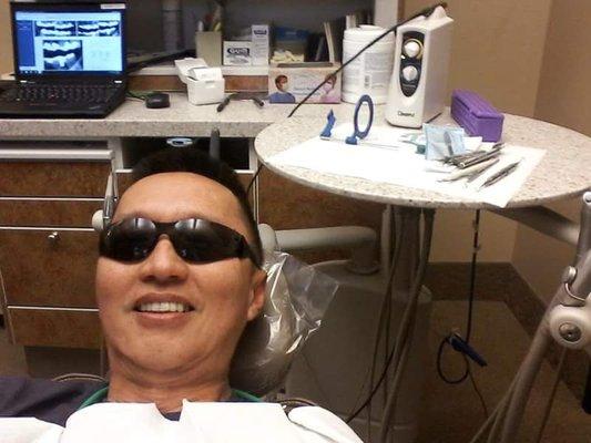 A dental visit where I could actually smile! And wear cool shades! (actually a shield for the bright dental light)