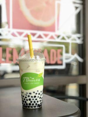 green milk tea with bubble