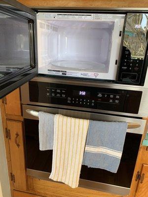 New oven and microwave courtesy Northcoast Appliance due to smoke damage.