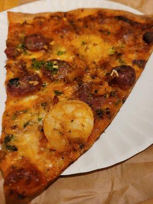 Bayou beast slice. Andioulle, shrimp, crawfish, jalapeño .. nom nom!