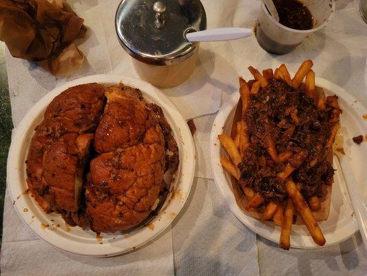 Hot roast beef with gravy fries.