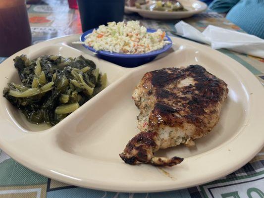 Marinated grilled chicken with slaw and turnips