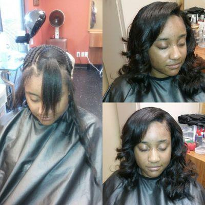 Traditional sew- in with leave out