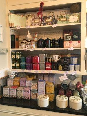 A great selection of Harney & Sons and Thés de la Pagode teas are on display in the kitchen!