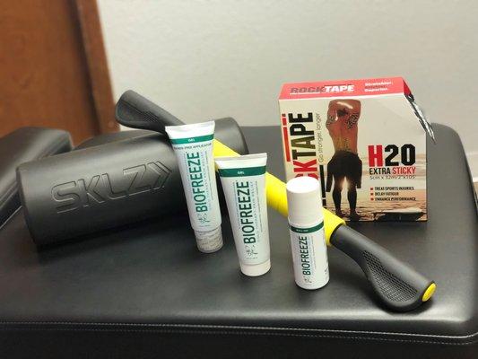 We offer recover treatments such as Rocktape, Graston, and Biofreeze to aid in healing soft tissue injuries.