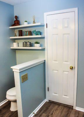 Renovations Included Painting, Wood Trim & New Plumbing Fixtures, Free Floating Shelves.