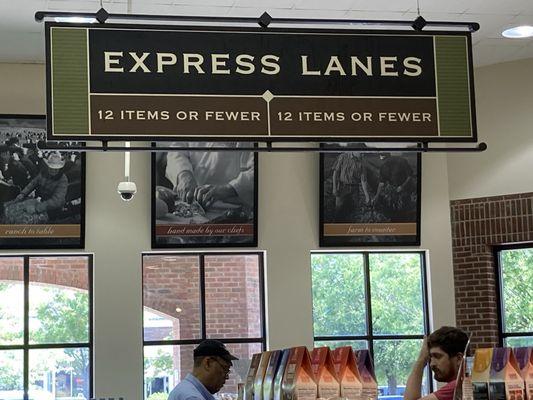 12 ITEMS OR LESS = Express Lane (Not 10 items but 12)