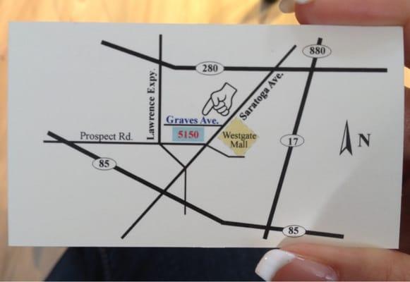 Map on back of business card