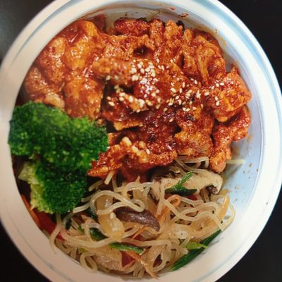 Spicy pork donburi