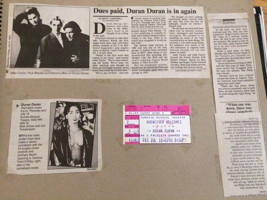 A favorite Duran Duran!! Posted 05/21/18 Sunrise Musical Theater Closed 2002!