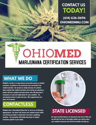 OhioMed Approves Patients across the state For Their Marijuana Card over smart phone telemedicine appointments.