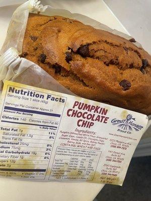 Pumpkin Chocolate Chip Loaf