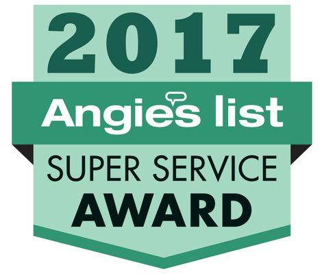 We earned the 2017 Super Service Award from Angie's List. The Award reflects consistent high levels of customer service.