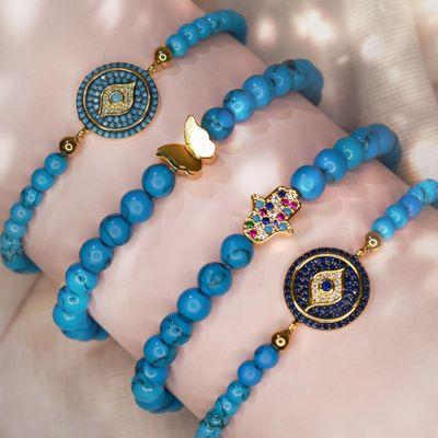 Beaded bracelets are great for layering.