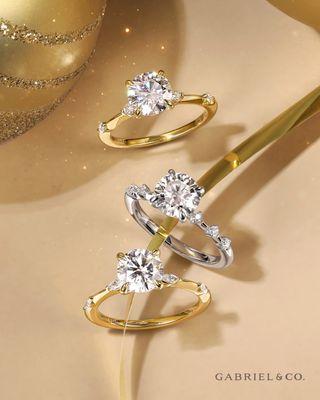 Simple dainty solitary scattered diamond rings