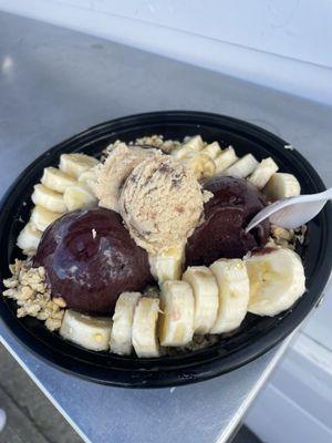 Meli (honey) bowl with a scoop of home made cookie dough