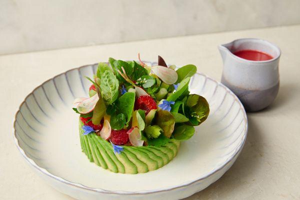 Crunchy salad, red quinoa, raspberry vinegar at Bagatelle Miami