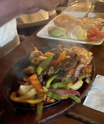 Steak and shrimp fajitas