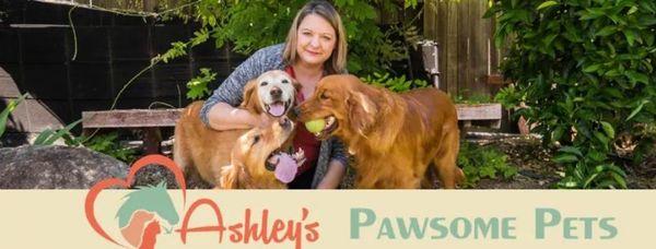 Ashley with her family dogs