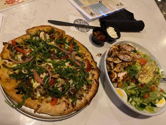 Pizza and salad