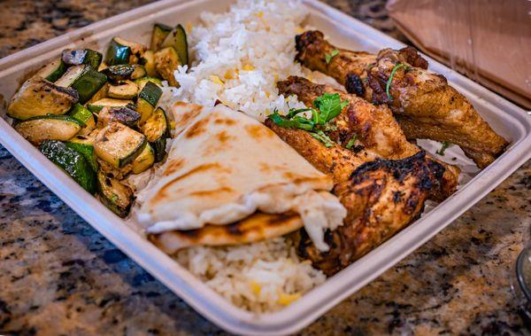 Chicken Wings, Zucchini and rice