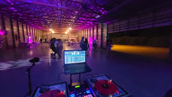 Up lighting and lighting near the end of this large warehouse Quinceñera Party with DJ Emir of Denver's Best DJs