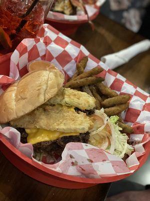 Fried Pickle Cheeseburger