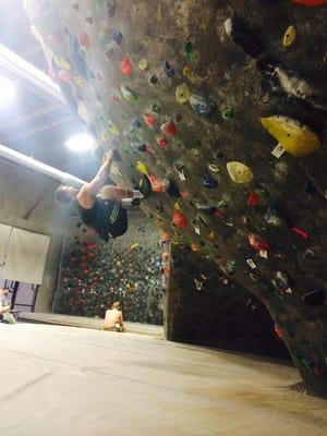 His first time bouldering