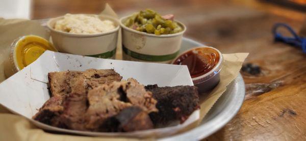 Brisket with Cheese Grits and Green Beans. YUM!!!!