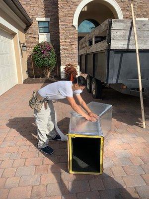 Everardo making a custom plenum