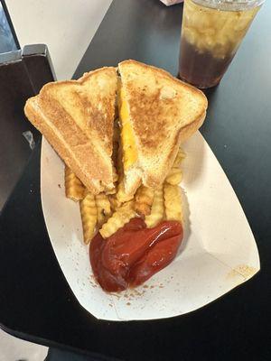 Grilled Cheese Sandwich and Fries