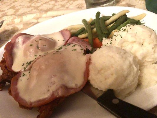 The pork dish with mashed potatoes