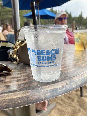 Having a drink on the beach