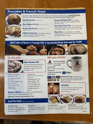 Breakfast menu page 1