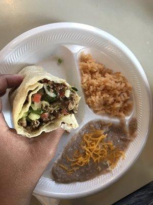 Beef burrito with carne asada