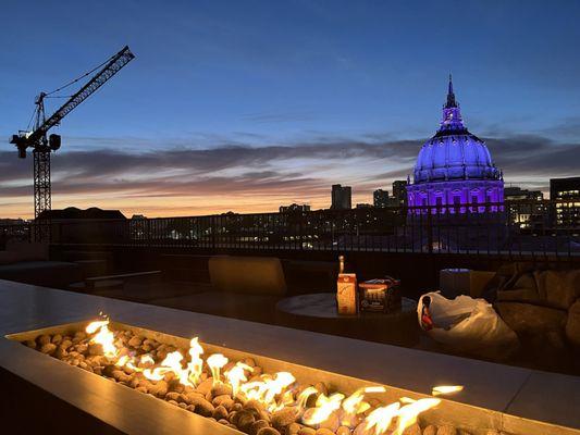 Rooftop and fireplace and civic center