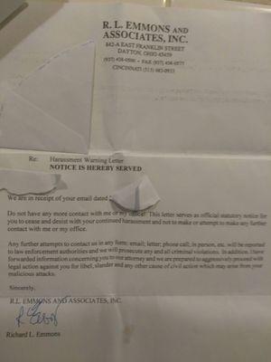 a letter I received just for  asking for a refund.