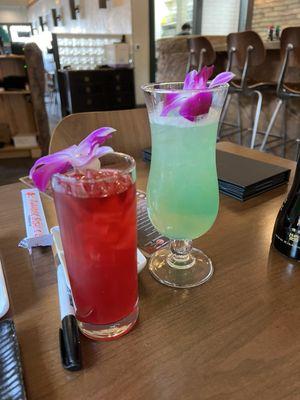 Ocean and hibiscus cocktails