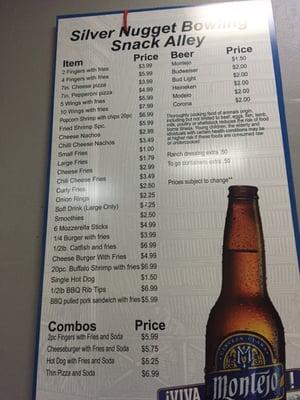 Snack bar prices