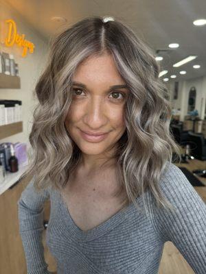 Ashy balayage with face frame