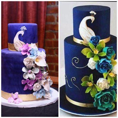 Our request on the right vs. What we actually got... Lumpy fondant cake with all of the colors that we asked her NOT to include