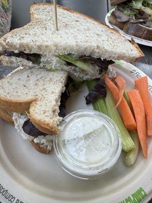 chicken salad sandwich with veggies