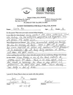 Testimonial from lazy eye patient!