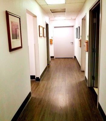 Discrete hallway leads to private, cozy exam rooms.