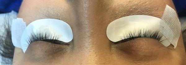 Before and after eyelash extensions