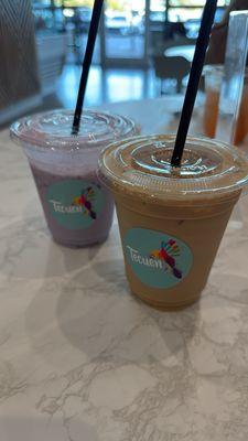 Taro and Iced honey lavender latte