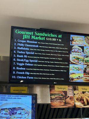 Sandwich menu