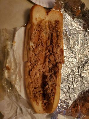 Chicken cheese steak not filled at all. inches of roll on both side Disgrace!!